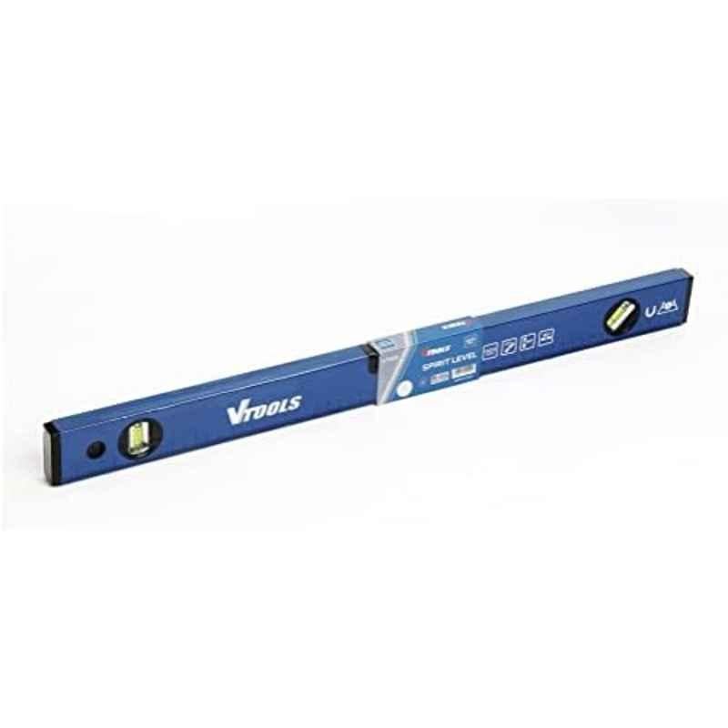 VTOOLS 600mm Blue Aluminium & Acrylic Shock Resistant Magnetic Spirit Level, VT2131