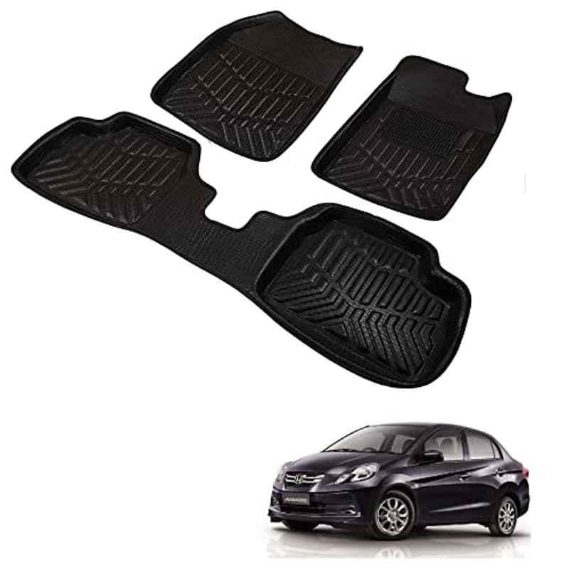 Kozdiko 3D Black Car Foot Mat Set for Honda Amaze Old, dshbdhb155