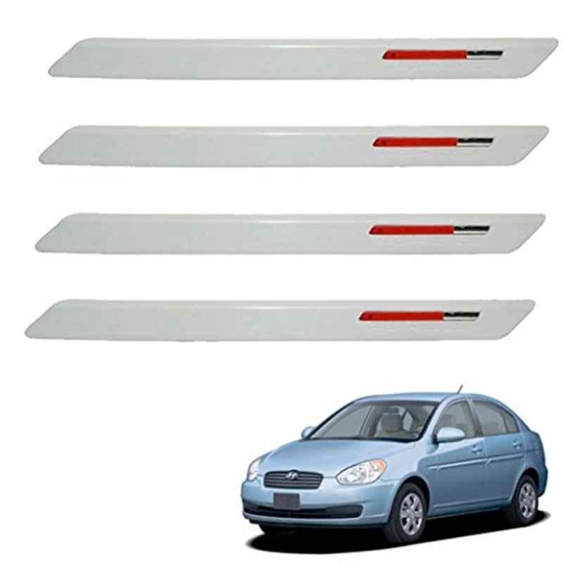 Kozdiko 4 Pcs White & Red Designer Car Bumper Protector Set for Hyundai Verna Old
