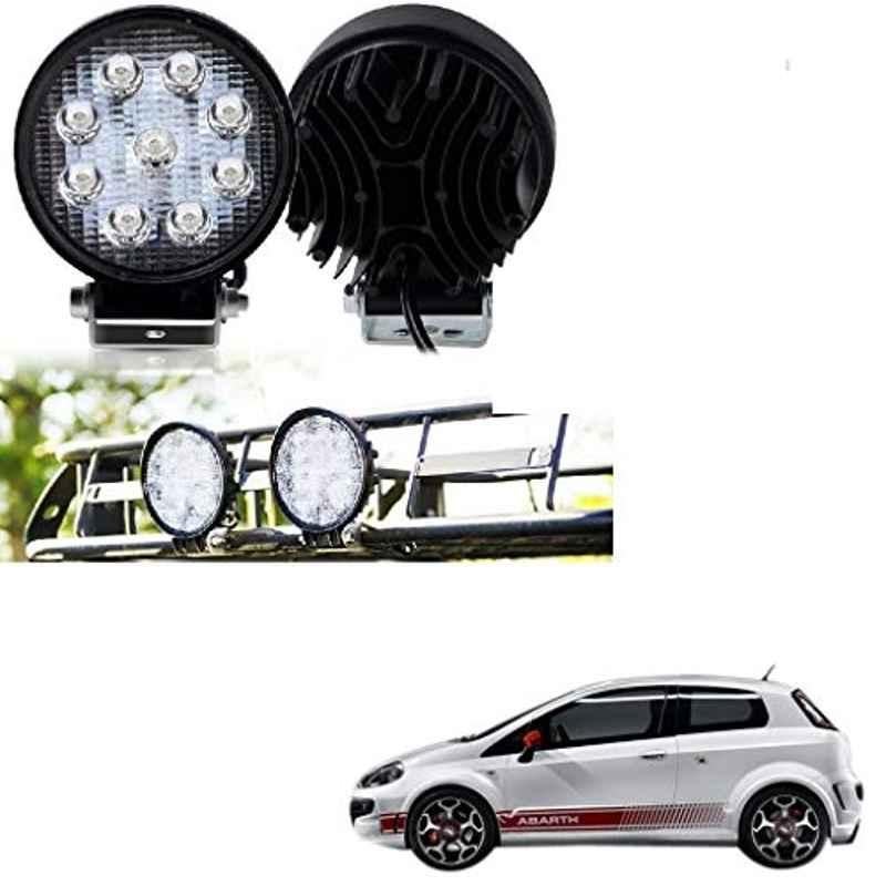 Kozdiko 2 Pcs 27W 4 inch 9 LED Waterproof Round White Fog Light Set with Mounting Brackets for Fiat Abarth, kozd_20043