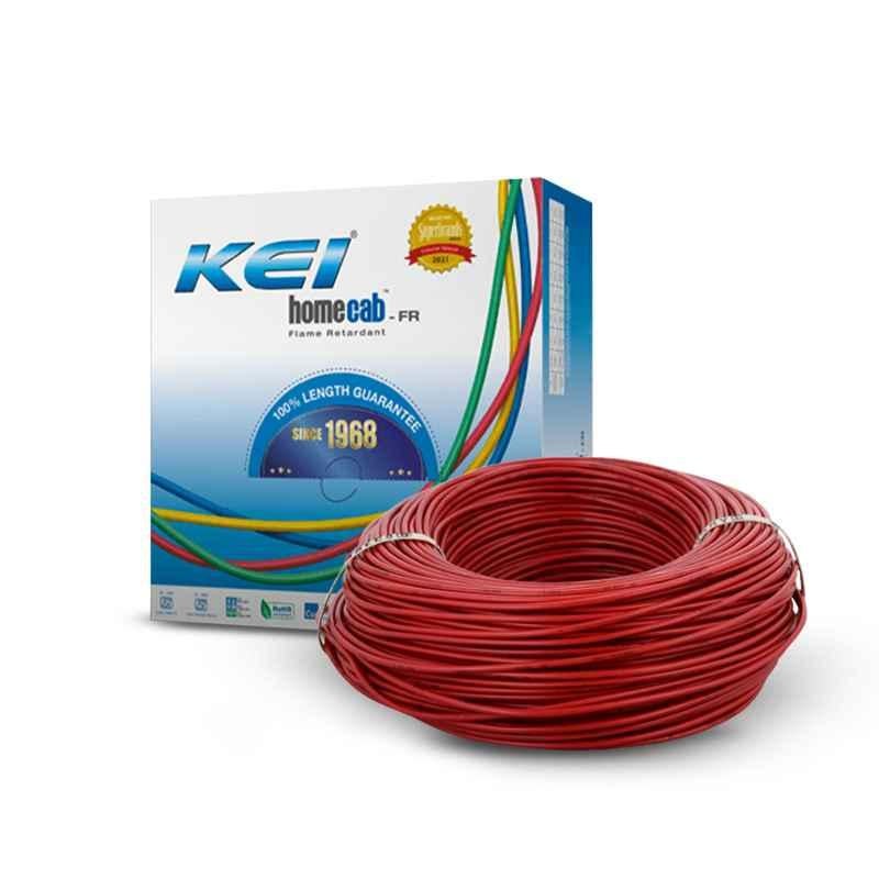 KEI 4 Sqmm Single Core Homecab FR Red Copper Unsheathed Flexible Cable, Length: 90 m