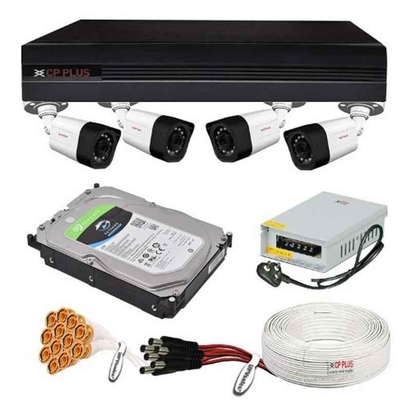 CP Plus 2.4MP 4 Pcs Bullet White & Black Camera with 4 Channel DVR Kit & HDD