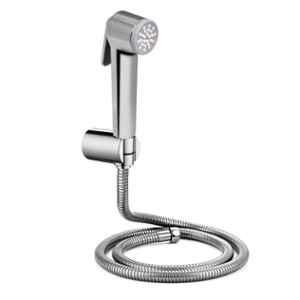 Elegant Casa ABS Silver Handheld Bidet Sprayer Health Faucet Gun with Stainless Steel Chrome Finish with 1m Hose Pipe, HF-02-WHP
