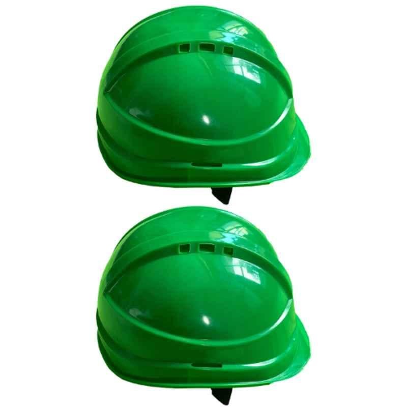 Ladwa ABS HDPE Green Heavy Duty Director Ratchet Safety Helmet, LSI-Helmet-GSH-P2, (Pack of 2)