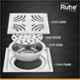 Ruhe 5x5 inch 304 Grade Stainless Steel Emerald Floor Drain Square with Trap, 16-306-04