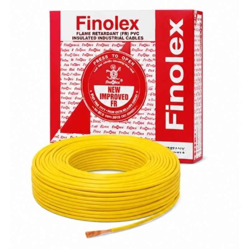 Finolex Silver 4 Sqmm Single Core Yellow Copper Flame Retardant PVC Insulated Industrial Cable, Length: 90 m