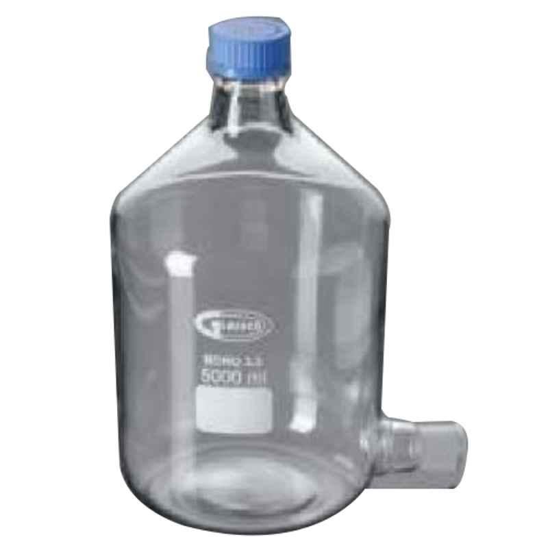 Glassco 2000ml Boro 3.3 Glass White Printing Aspirator Bottle with Gl 45 Cap & Socket, 280.202.08