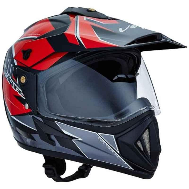 Vega Medium Size Black and Red Off Road D/V Mud Full Face Helmet