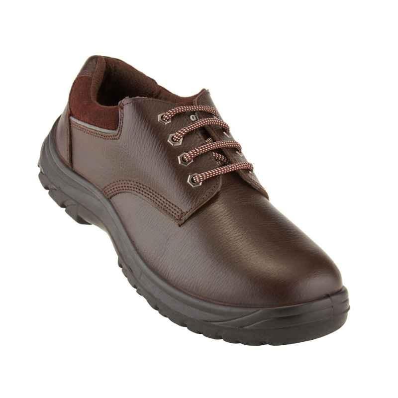 Neosafe Aura A7008 Leather Low Ankle Steel Toe Brown Work Safety Shoes, Size: 6