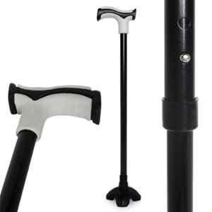 MCP Nimbus T Shape Black Aluminium Lightweight Walking Stick with Adjustable Height for Old People