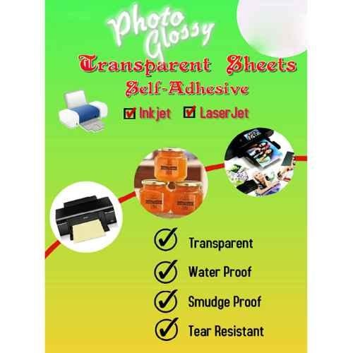 Buy AN 25 Pcs A4 Glossy Transparent Sticker Photo Paper Set for Laser,  Copier, Inkjet Printer & Writing Online At Price ₹260