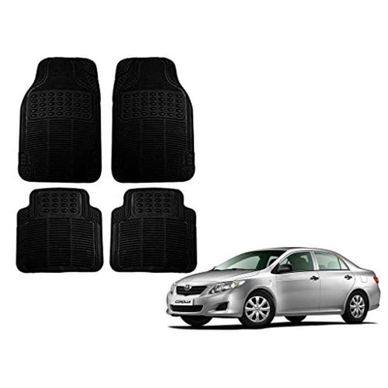 Kozdiko Black Simple Rubber Car Foot Mat Set for Toyota Corolla, koz_13507