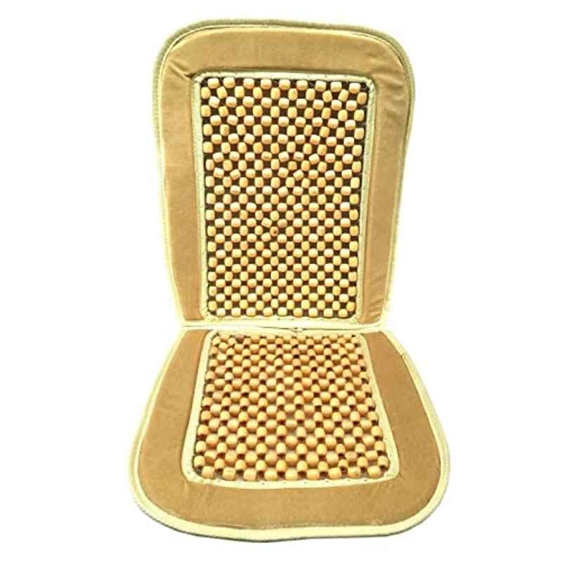 Kozdiko Wooden Bead Seat with Beige Velvet Border for Ford Eecosports