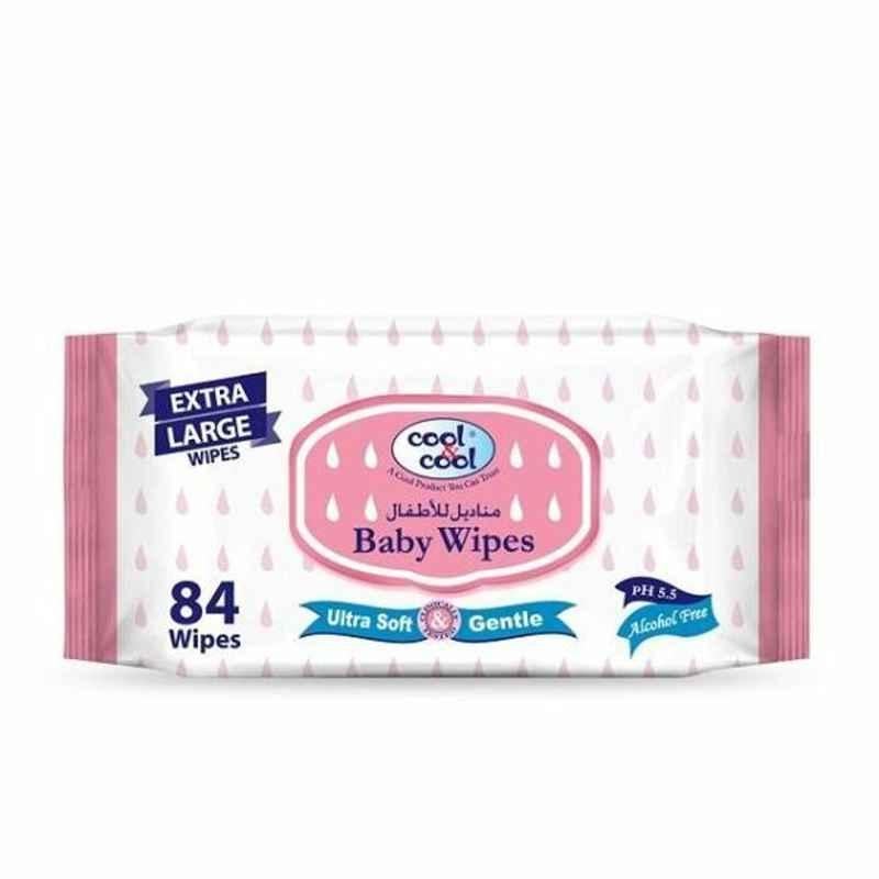 Cool and Cool Baby Wipes, XL, White, 84 Pcs/Pack