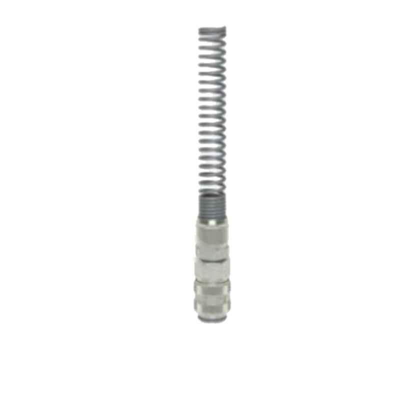 Ludcke 6x8mm Pain ESM 6 TQF Single Shut Off Micro Quick Connect Coupling with Squeeze Nut & Spring Guard, Length: 130 mm