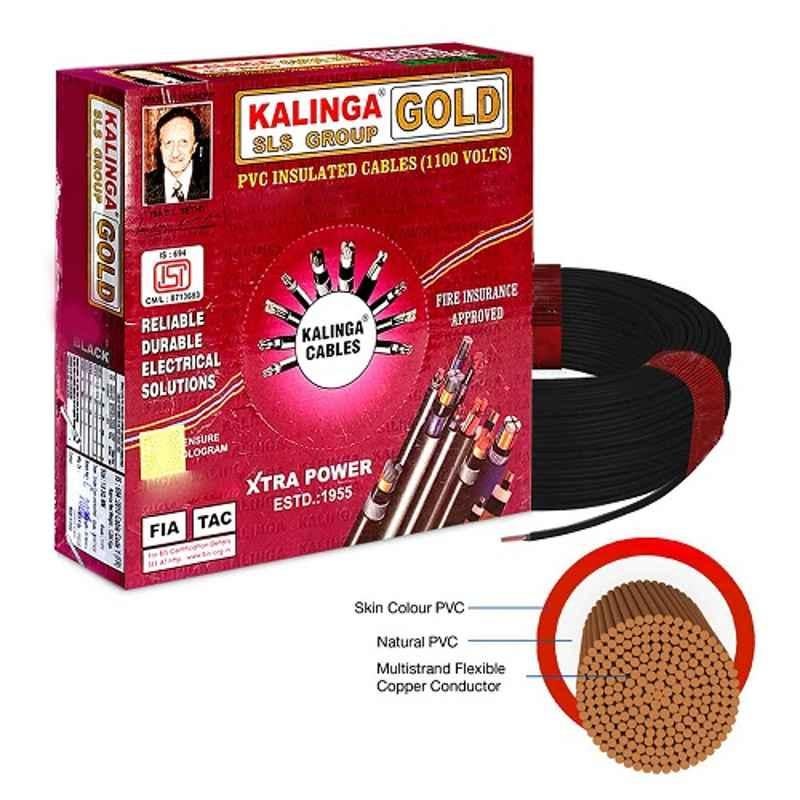 Kalinga Gold 1 Sq mm Black FR PVC Housing Wire, Length: 90 m