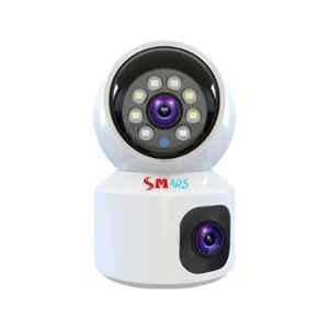 Smars MSR04 4MP 4G SIM Dual Lens Enabled Dome Camera with Ultra HD Double Side View, Motion Detection, Two Way Audio, Colour Night Vision & Supports Upto 128GB SD Card