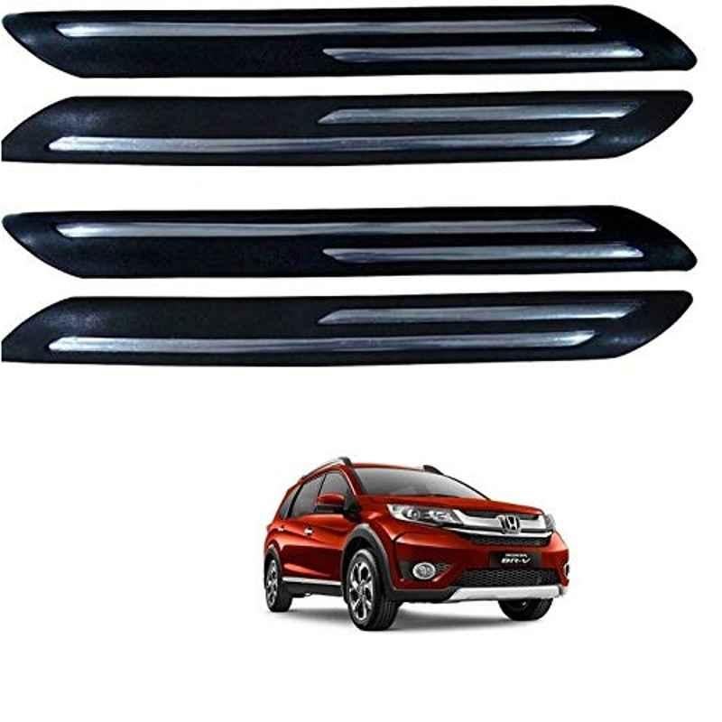 Kozdiko 4 Pcs PVC Black Double Chrome Finish Car Bumper Protector Set for Honda BRV