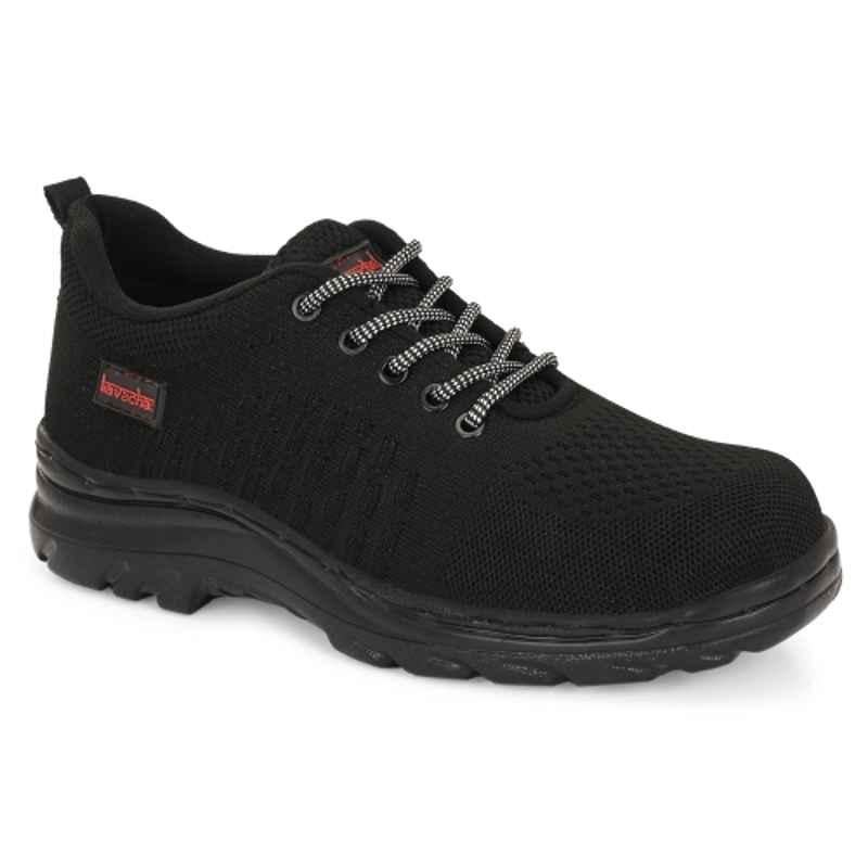Kavacha S227 Knitted Fabric Black Steel Toe Safety Shoe, Size: 9