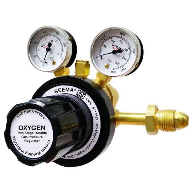 Seema 600lpm Forged Brass Two Stage Durable Oxygen Gas Pressure Regulator, S.DS.DOX-1