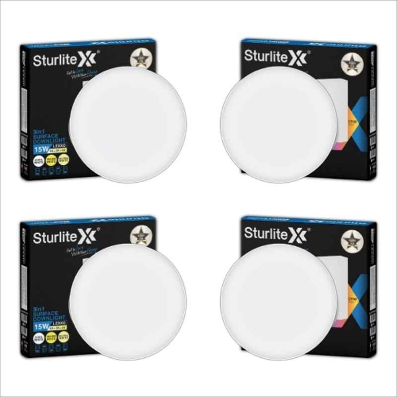 Sturlite Lexxo 15W 1200lm Warm, Neutral & Cool White 3 in 1 Round LED Surface Light (Pack of 4)