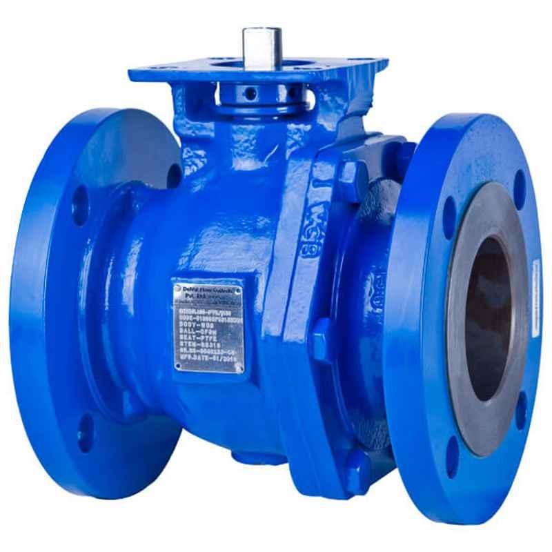 DelVal 2.1/2 inch 2PC Design Class 150 Flanged End Blue Carbon Steel Ball Valve, CSBV150(Series-65)DN65