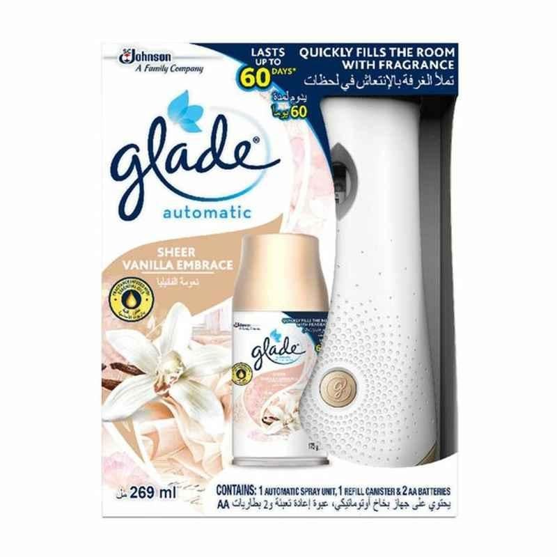 Glade Air Freshener Automatic Spray Holder With Refill Can, Sheer Vanilla Embrace, 269ml
