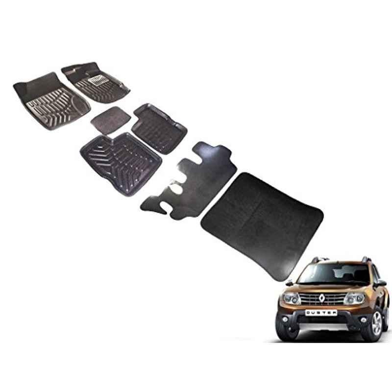 Kozdiko 7 Pcs 3D Black Car Foot Mat Set for Renault Duster, koz_23473