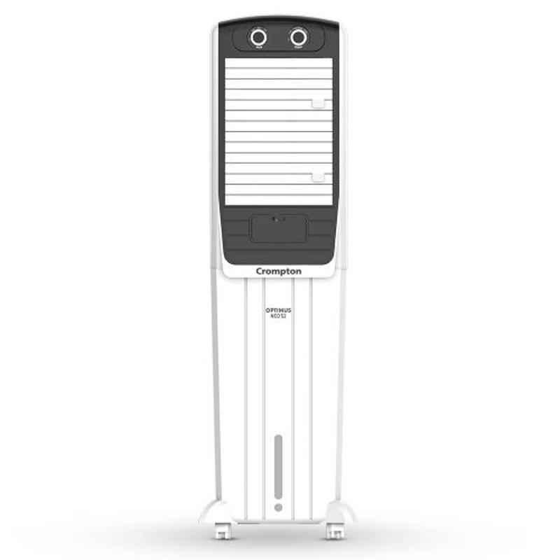 Crompton Optimus Neo 52 130W 52L White & Black Tower Air Cooler with Everlast Pump, Auto Fill, 4-Way Air Deflection & High Density Honeycomb Pad