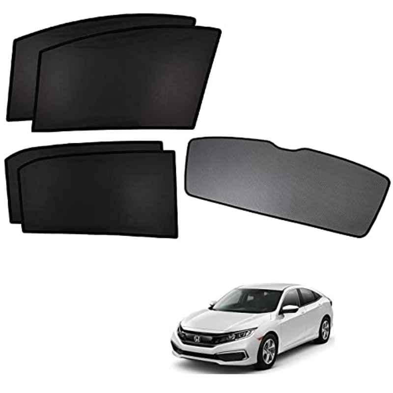 Kozdiko 5 Pcs Polyester Black Non Magnetic Window & Rear Sun Shades Set for Honda Civic 2019-Present