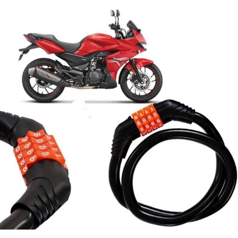 Auto Pearl Black & Orange 4 Digit Anti-Theft Combination Number Lock for MotoCorp Xtreme 200S