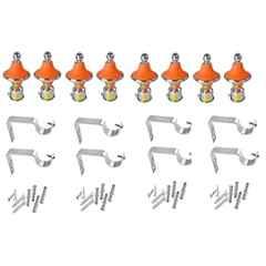 Ojass 10x5cm Plastic & Stainless Steel Orange Curtain Bracket with Support Clamp, GB08ORNG (Pack of 8)