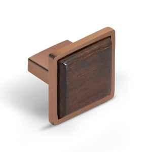 Plantex Wood & Zinc Rose Gold & Brown Square Pull Drawer Knobs for Cabinet, APS-1401