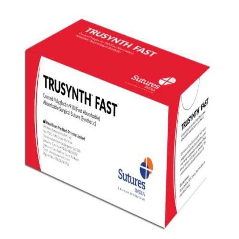 Trusynth Fast 12 Foils 2-0 USP 26mm 3/8 Circle Reverse Cutting Synthetic Absorbable Surgical Suture Box, TS 2760 FAST