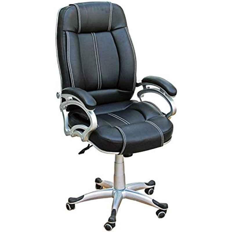 KDF Mart Upholstery Fabric Black Medium Back Adjustable Executive Swivel Chair with Back Support, MIS112