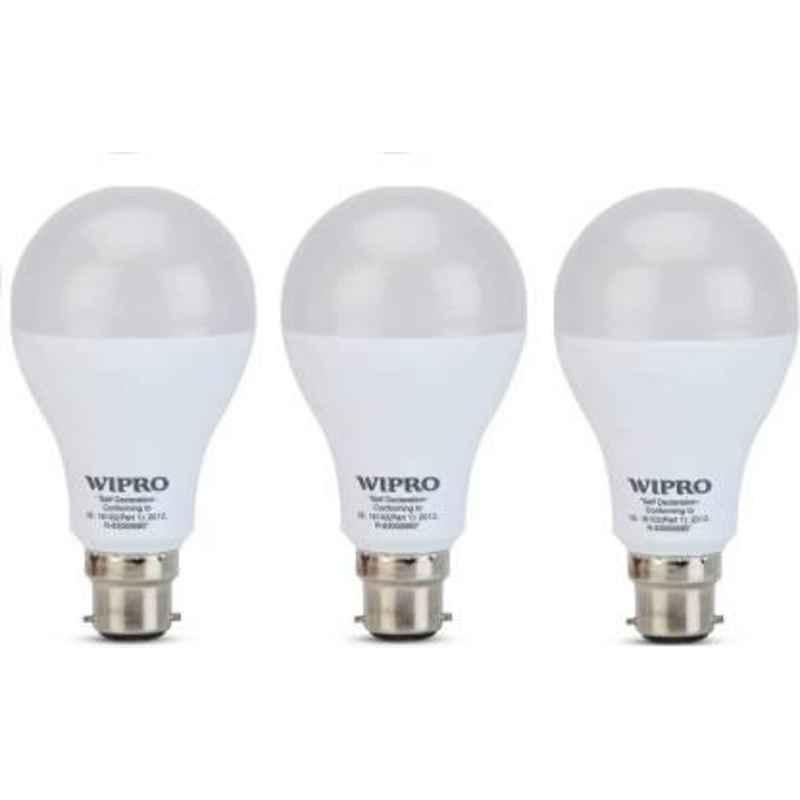 Wipro 12W Cool Day White Standard B22 LED Bulb, N12002 (Pack of 3)
