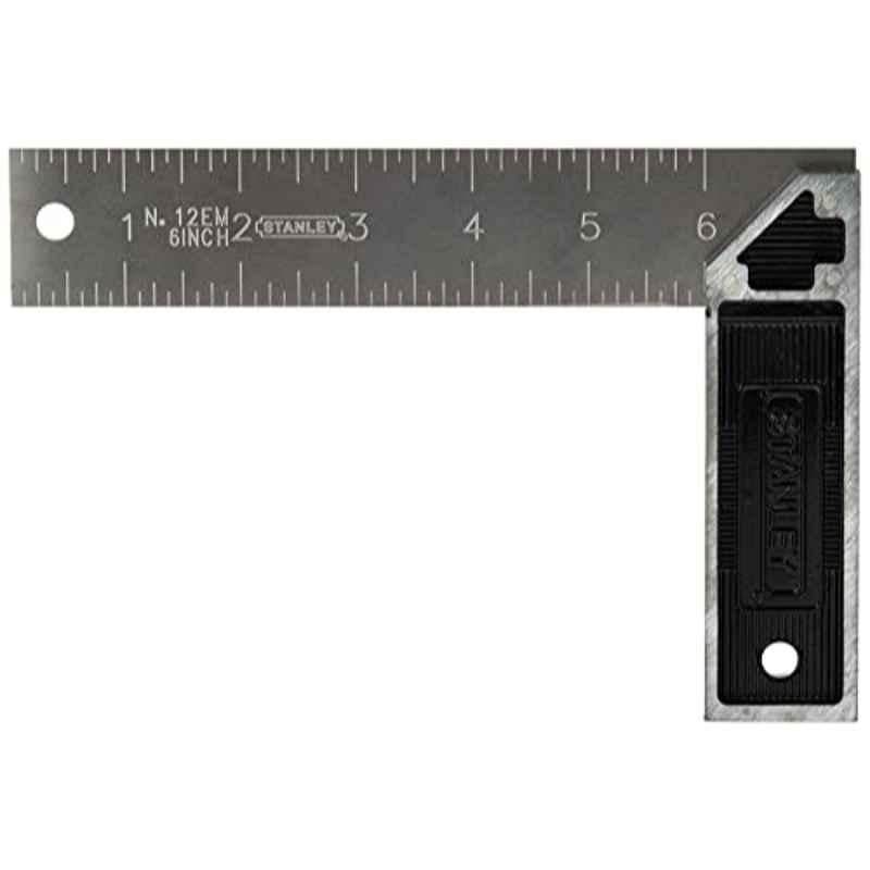 Stanley E-46530 150mm Silver & Black Try Square with Cast Zinc Handle