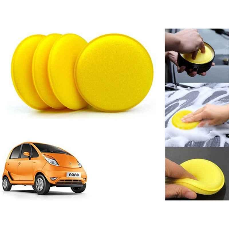 Auto Pearl Polyurethane Beige Washing & Waxing Polish Foam Sponge for Nano 2009-2014 (Pack of 4)