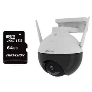 Ezviz C8C Full HD 1080P IP65 White Outdoor Pan/Tilt Camera with Color Night Vision & 64GB Memory Card, CS-C8C