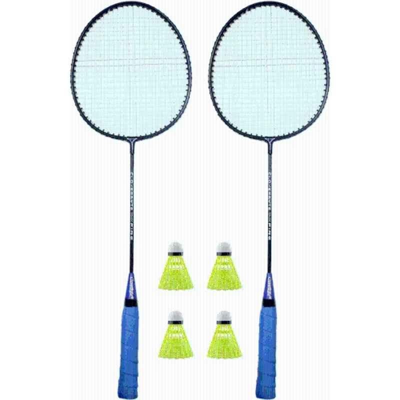 STYRKR Multicolour Badminton Kit Set of 2 Pcs Racquet with 4 Pcs Plastic Shuttlecocks Badminton Kit