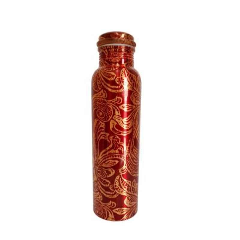Healthchoice 1000ml Copper Red Leaf Printed Water Bottle