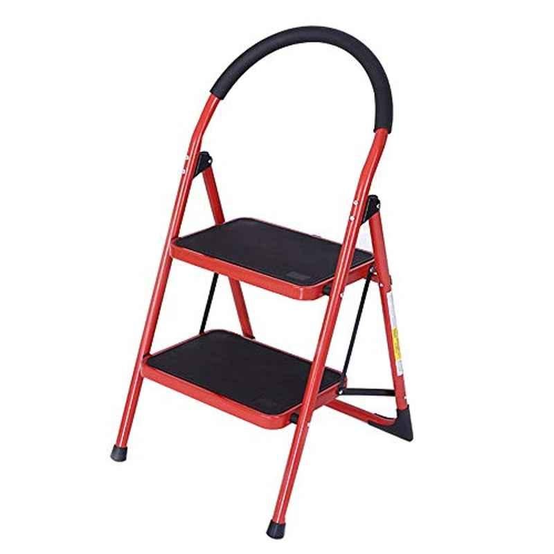 Famlyjk Lightweight 2 Step Folding Ladder,330Lbs (Red)