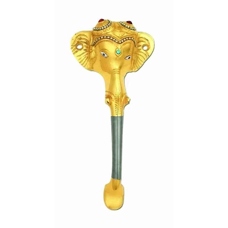 Smart Shophar 8 inch Brass Gold Silver Ganesha Ekadanta Pull Handle, SHA10PH-EKAD-GS08-P1