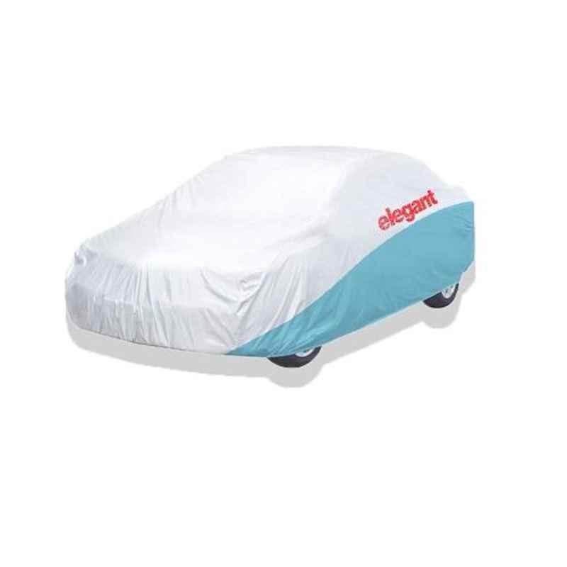 Elegant White & Blue Water Resistant Car Body Cover for Ford Fiesta