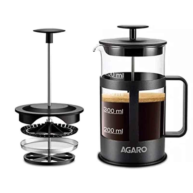 AGARO Delite Borosilicate Glass Black French Press Coffee Maker, 33936