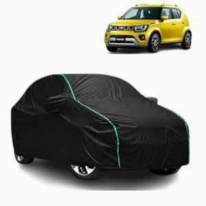 Aarex Auto Polyester Black 100% Waterproof Car Body Cover with Mirror Pocket Side Elastic, Cotton Lining, Triple Stitched & Anti Dust for Maruti Suzuki Ignis