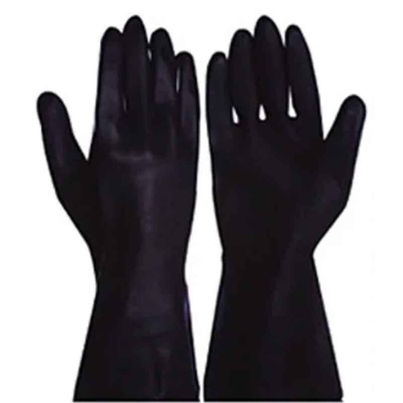 Rabbit G804 Black Rubber Gloves, Size: M