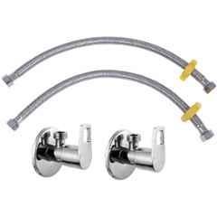 IRIS ARIA 2 Pcs Brass Chrome Finish Angle Cock & Hose Pipe Set (Pack of 2)