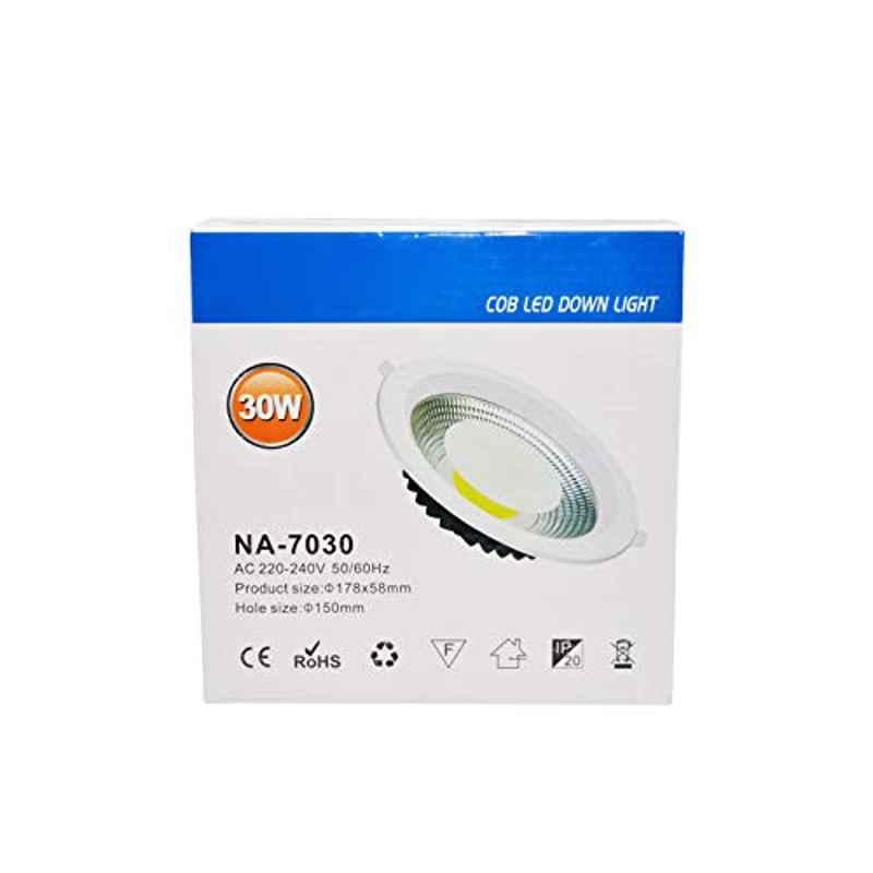 Navigate 30W 7 inch Warm White 6500K Plastic LED Ceiling Cob Down Light, 7030