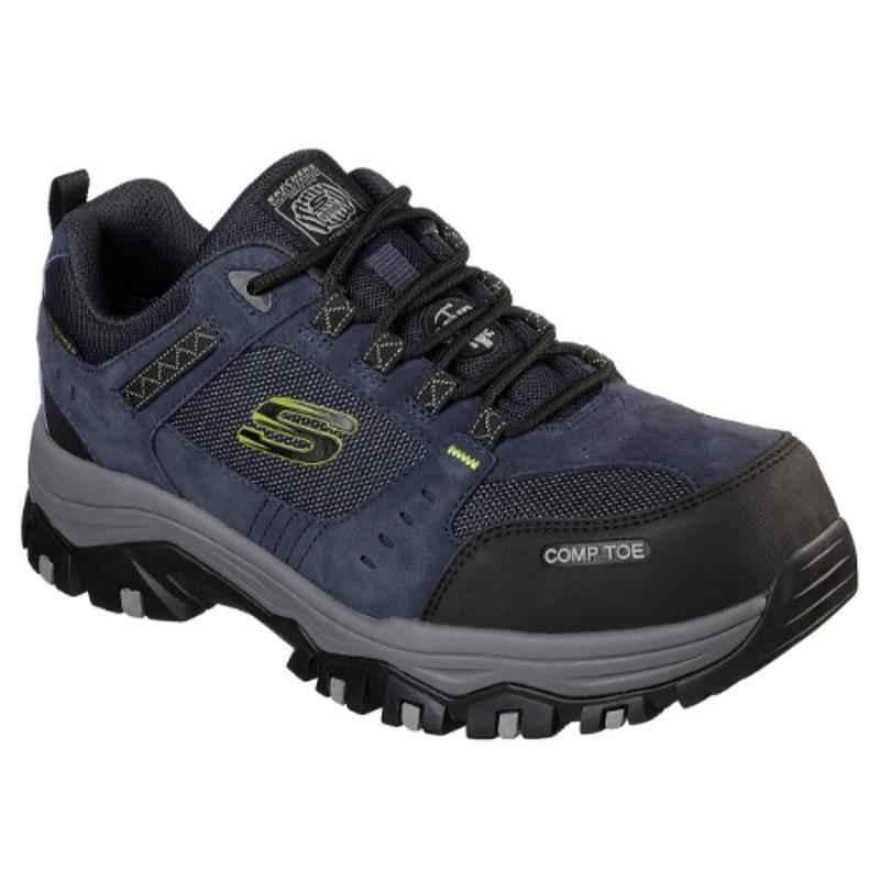 Skechers 77183 Leather Composite Toe Navy Blue Work Safety Shoes, Size: 7